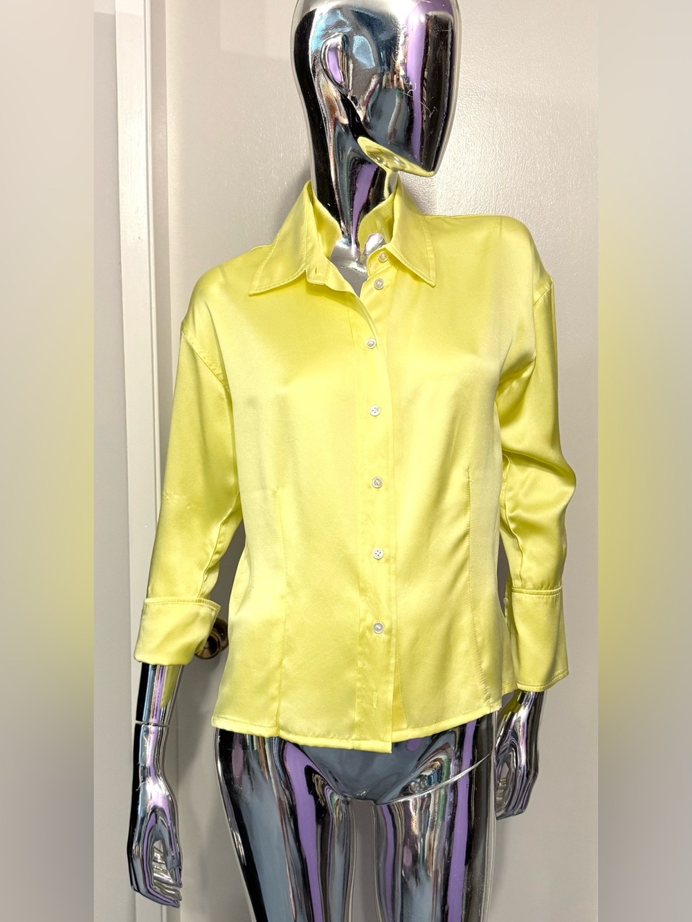 🍌Summer Sale: Banana Republic Silk Satin Button-Front Shirt in Yellow